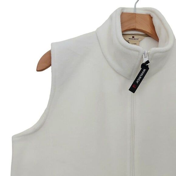 Woolrich Fleece Vest Womens Medium White Full Zip High Neck Lightweight Cozy - Picture 3 of 9